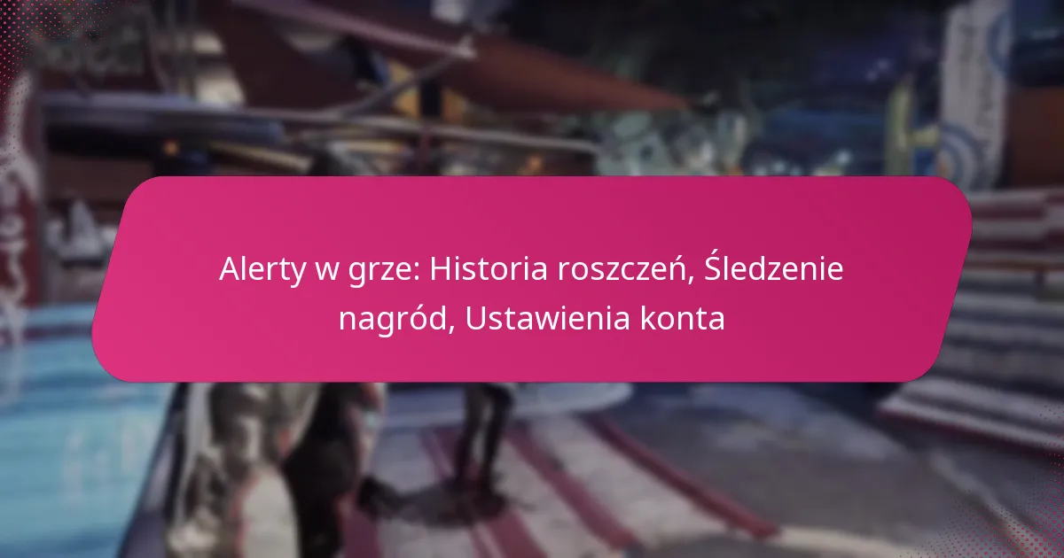 Alerty w grze: Historia roszczeń, Śledzenie nagród, Ustawienia konta